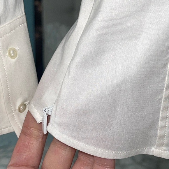 Boss By Hugo Boss BASHINA White Collared Blouse Button-Less Side Zip Vneck Sz 0 - Picture 14 of 15